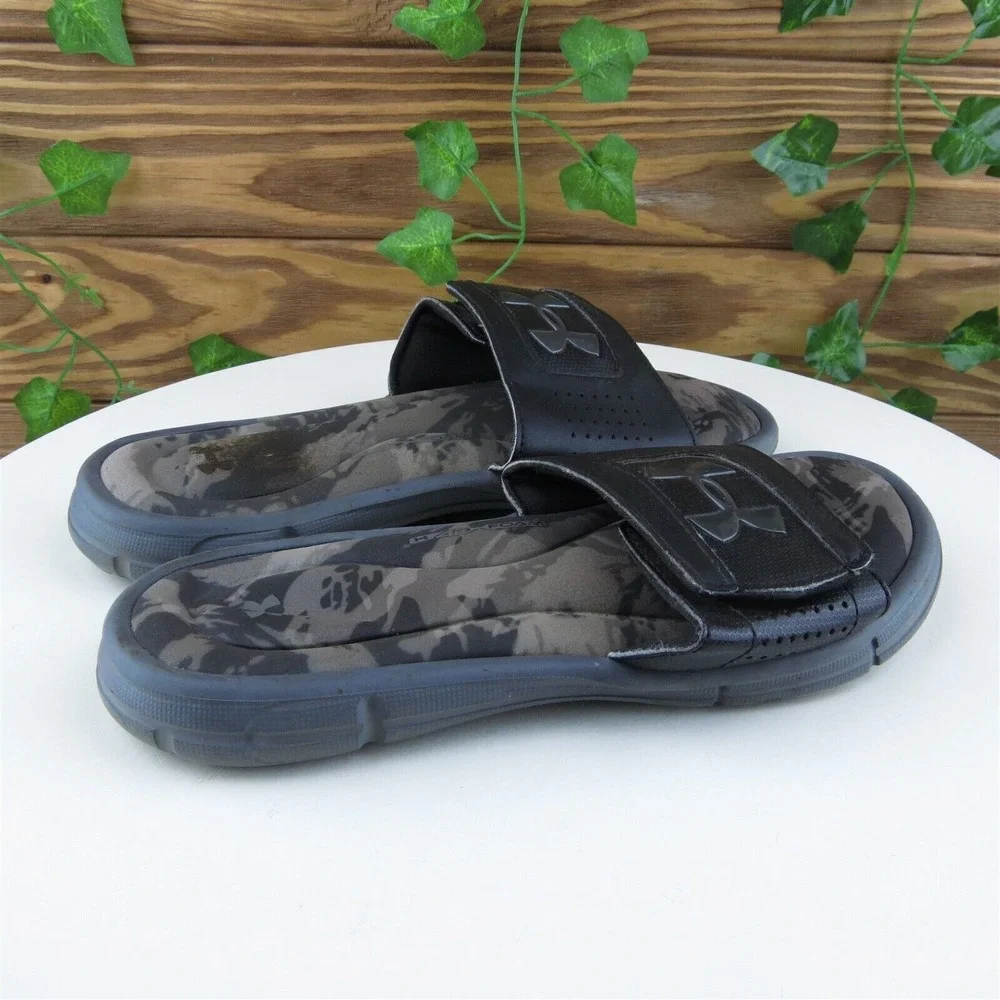 Under Armour Shoes Sz 3 Slide Boys Youth Black Synthetic‎ Hook & Loop Medium